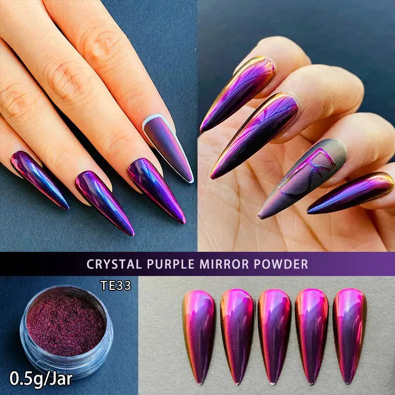 HNDO Red-Black Gradient Colors Nail Mirror Chrome Powder Glitter Chameleon Professional Manicure Pigment Dust TE31 from PriceLows™