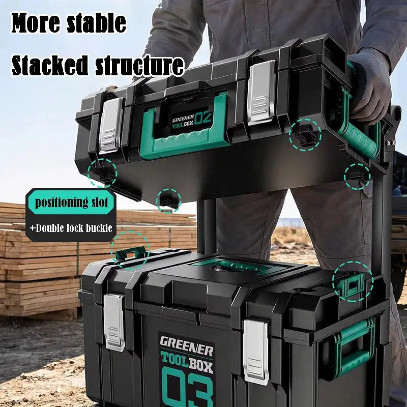 GREENER Hardware Storage Box Large Capacity Toolbox Portable Stackable Tool Organizer Boxes Free Combination Handheld Toolbox from PriceLows™