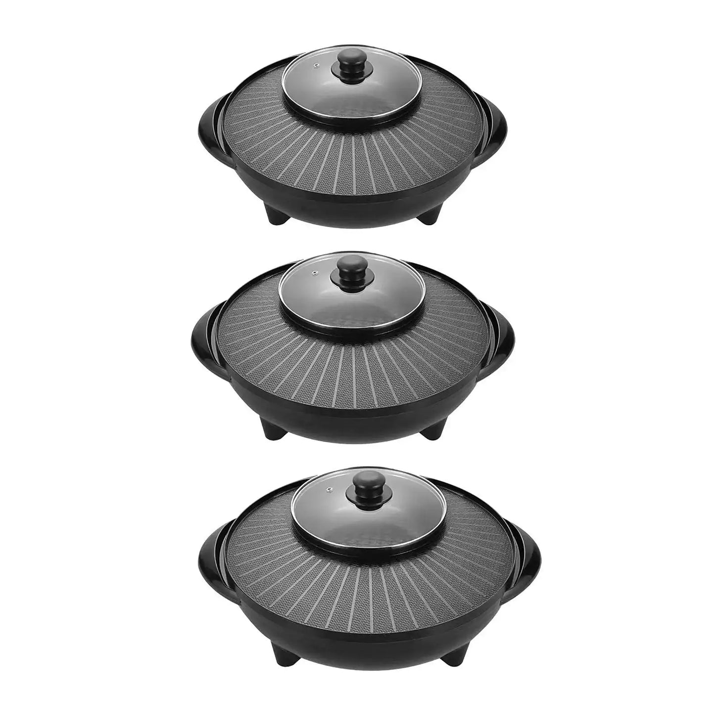 Electric Grill | 2 In 1 With Hot Pot | Nonstick Round Griddle | Indoor Outdoor Camping