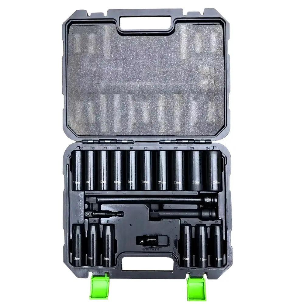 20 Pcs Impact Socket Set 1/2" Deep Socket Metric 8mm to 24mm, 6-Point, Cr-V Steel Toughbuilt Multitool Hand Tools from PriceLows™