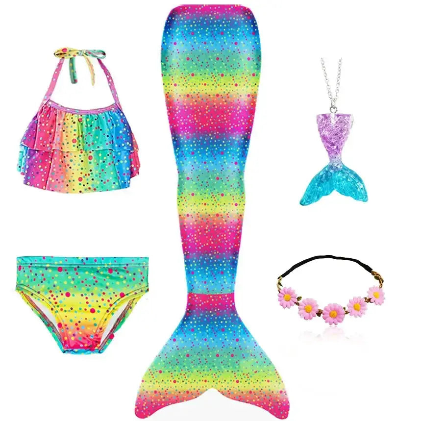 New The Little Mermaid Tails Ariel Memaid Swimsuit Bikini Bathing Suit Halloween Costume Girls Can Add Monofin for Pool Swim from PriceLows™