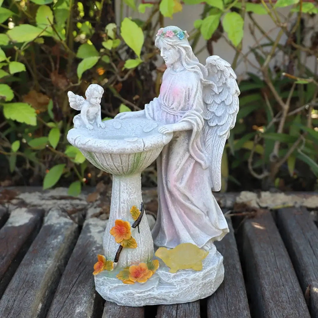 Outdoor Garden Solar Statue Light, Solar Angel Decor Statue, Garden resin angel fountain pool statue light, for Patio Home Decor from PriceLows™