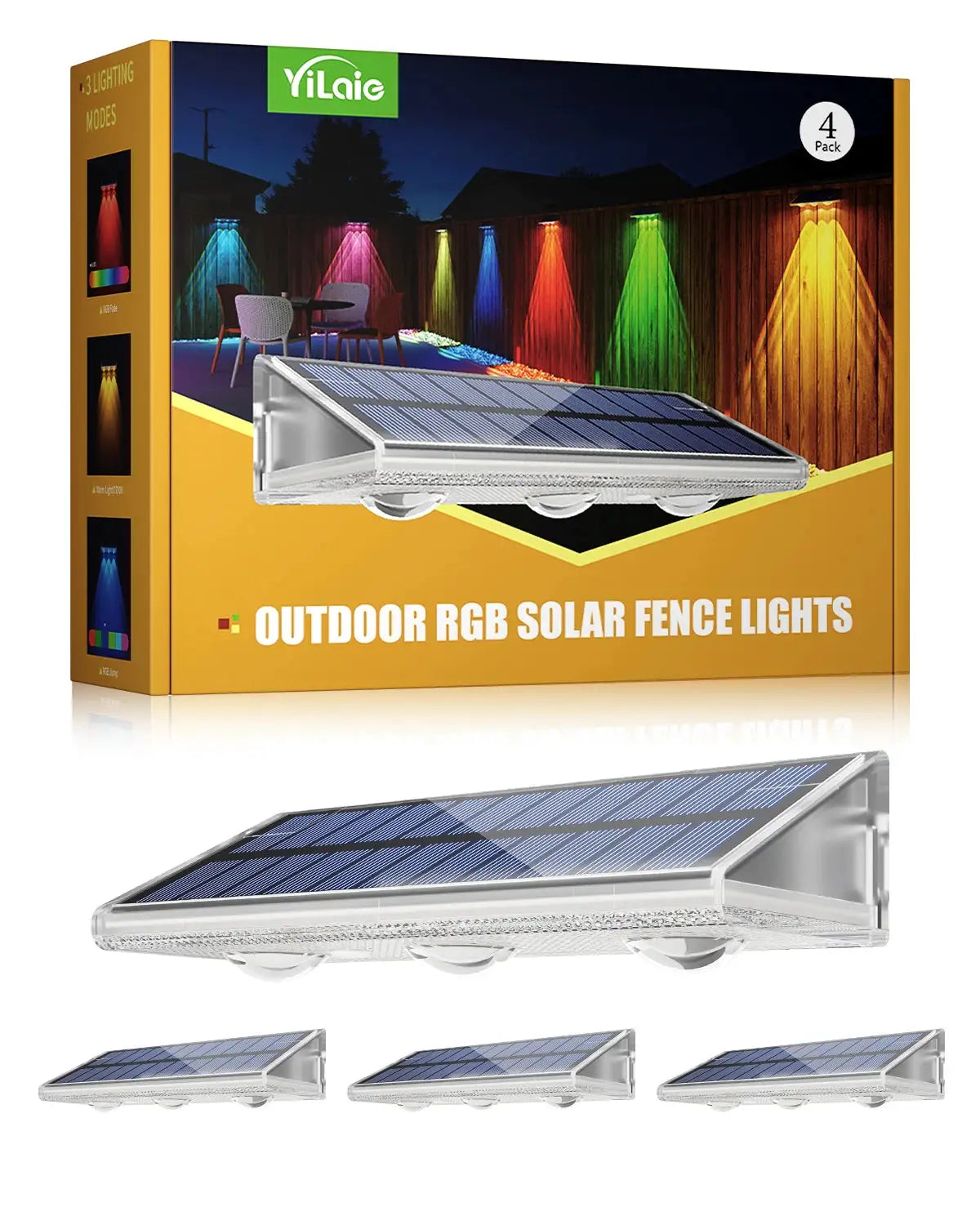 Quality Solar LED Fence Light IP66 Waterproof Auto ON OFF Warm White & 6 Colors & RGB Modes Solar Wall Lamp for Backyard Outside from PriceLows™