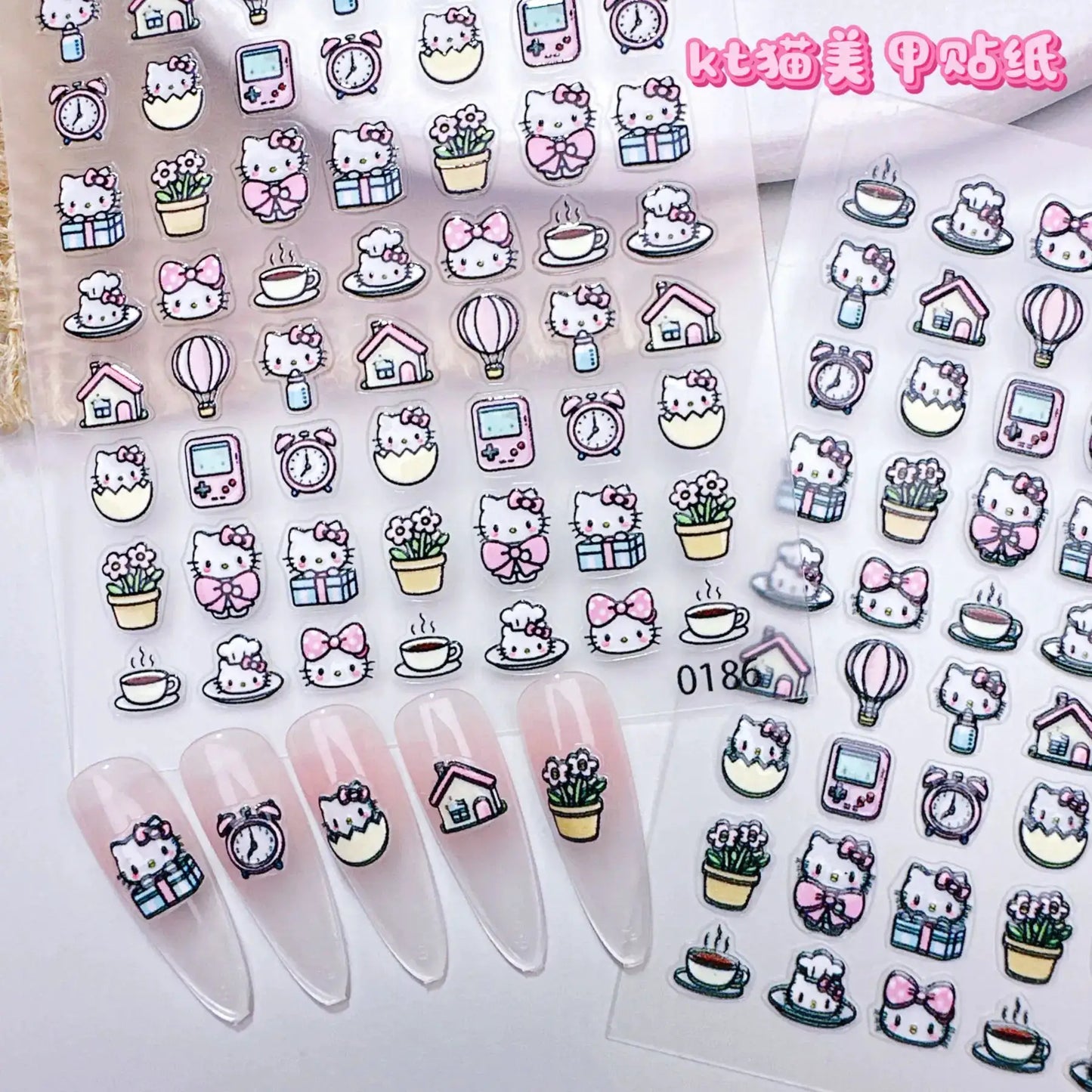 1Pcs Korean Ins Cute Kitty Nail Stickers - Sweet Cartoon Press-On Nail Art Decor for Kawaii Manicures & DIY Designs from PriceLows™
