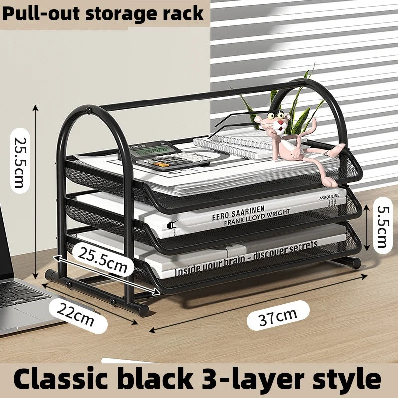 Metal Mesh File Tray | Four Layer | Drawer Type | Office Desk Use
