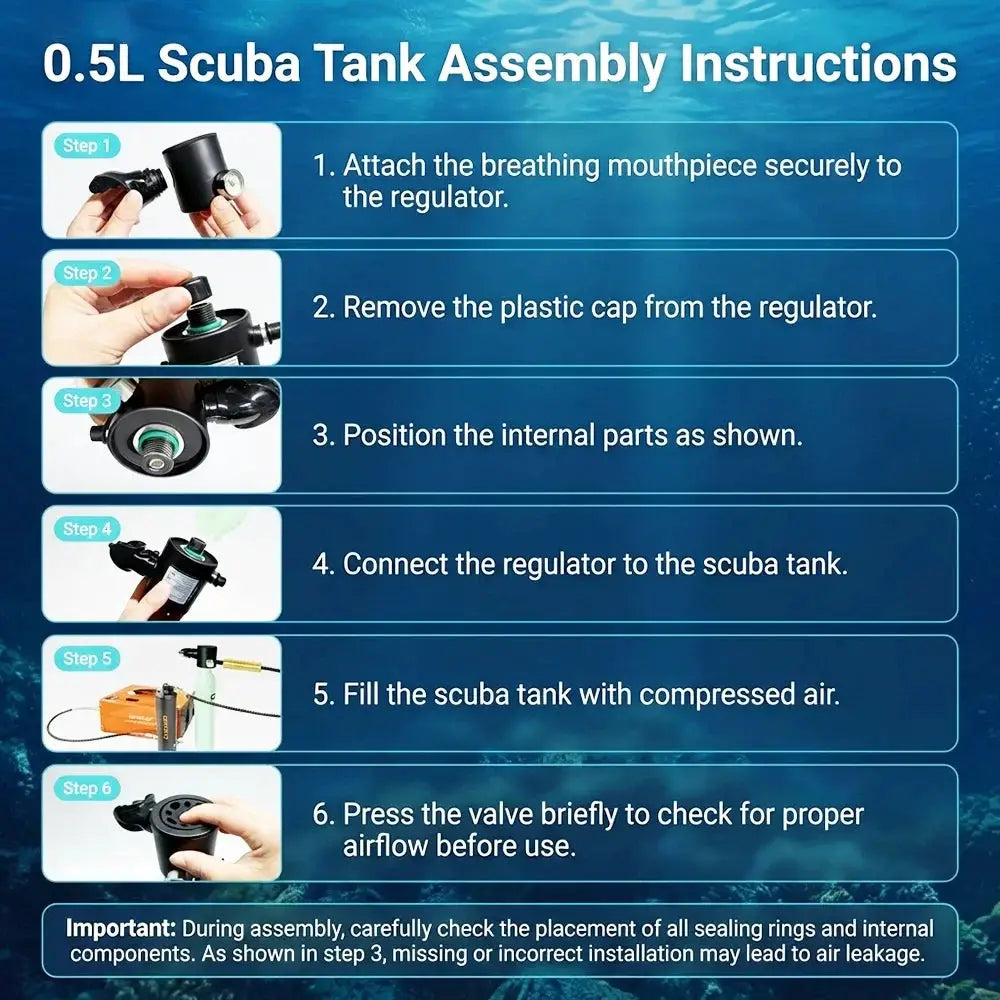 0.5L Mini Scuba Tank Diving Cylinder Scuba Diving Tank 3000PSI Small Pony Bottle 5-10 Mins Underwater Breathing for Snorkeling from PriceLows™