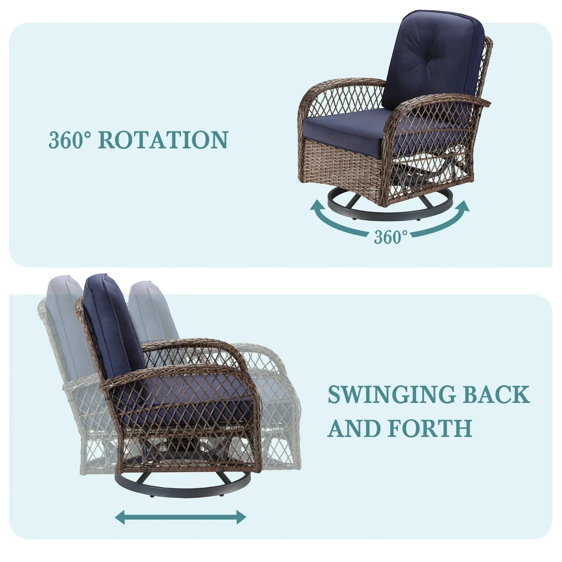 HOOMIC 3 Pieces Patio Furniture Set, Patio Bistro Set, Outdoor Rotating Rocking Chair Set, Cozy and Padded Cushions Alleiwe from PriceLows™