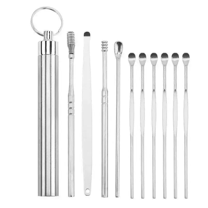 10Pcs/set Ear Wax Pickers Stainless Steel Earpick Wax Remover Care Ear Clean Tool Easy Carry from PriceLows™