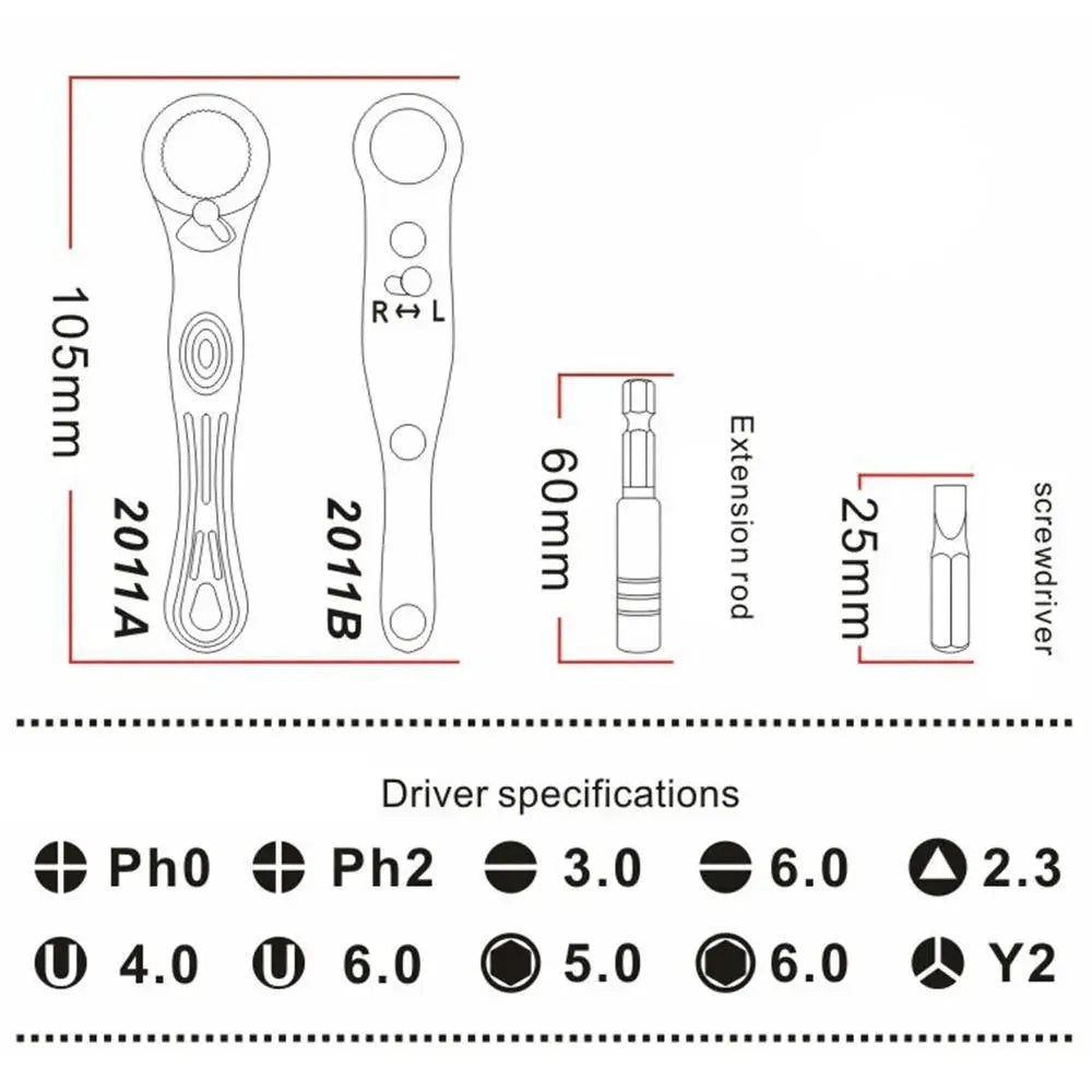 STONEGO Portable Mini Ratchet Wrench Close Quarter Adjustable Ratchet Screwdriver Bits Set with 1/4 Unit Tool Sets from PriceLows™