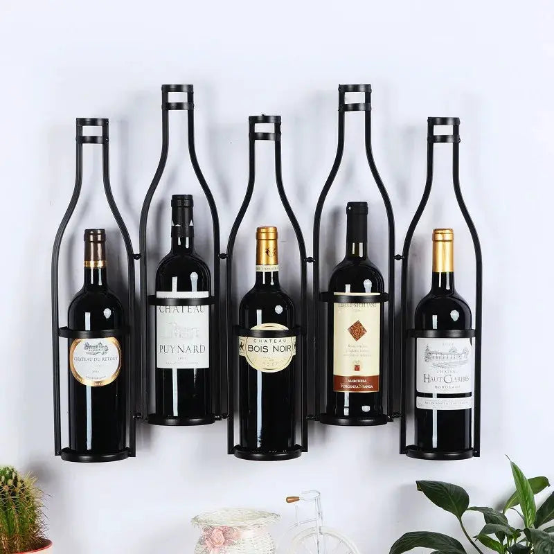 Iron Retro Bar Wine Rack Wall Mounted 5 Bottles Kitchen Wine Bottle Holder Living Room Modern Organizer Holders Bottle Racks from PriceLows™
