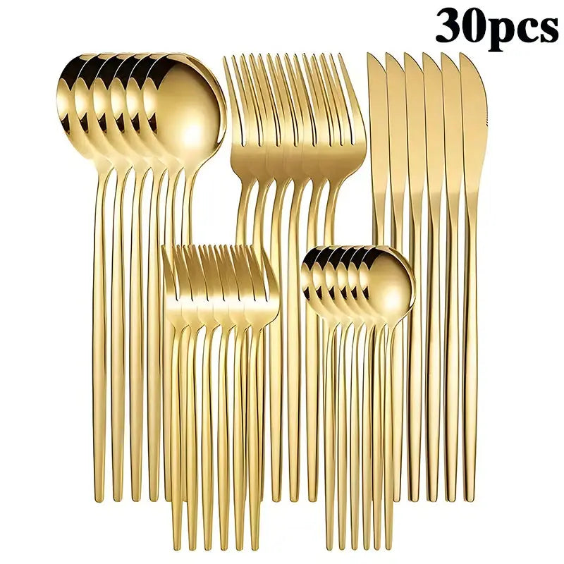 5/20/30/60pcs cross-border stainless steel cutlery set, luxurious gold Portuguese cutlery, suitable for holiday parties. from PriceLows™