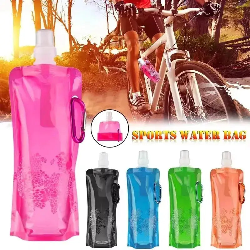 500ML Portable Ultralight Foldable Silicone Folding Water Bottle Water Bag Outdoor Sport Supplies Hiking Camping Soft Flask Bag from PriceLows™