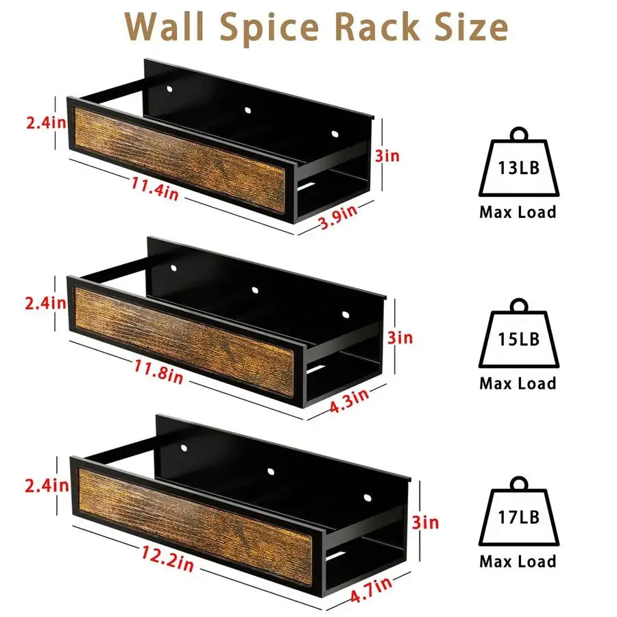 Rack Wall Mount 6 Pack, SpaceSaving Seasoning Organizer,Screw or Adhesive Hanging Spice Rack Organizer for Kitchen Cabinet and W from PriceLows™
