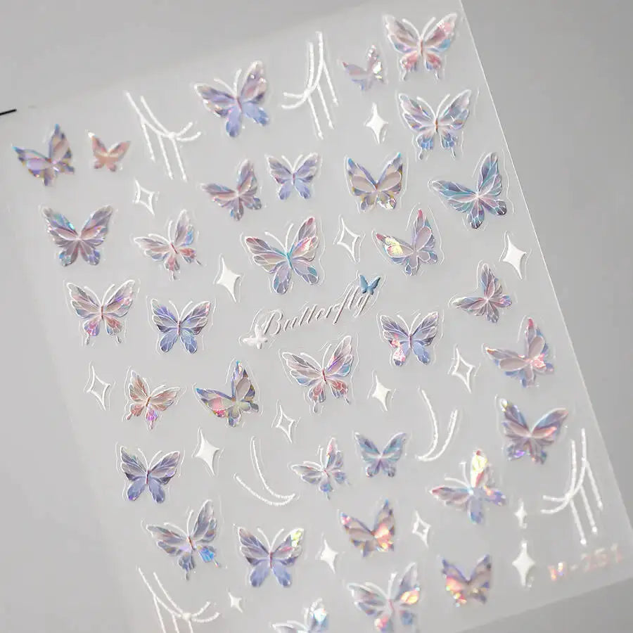 1Pcs 5D Embossed Aurora Butterfly Nail Art Stickers Self Adhesive Decals For Nails Decoration DIY 3D Acrylic Nail Supplies Parts from PriceLows™