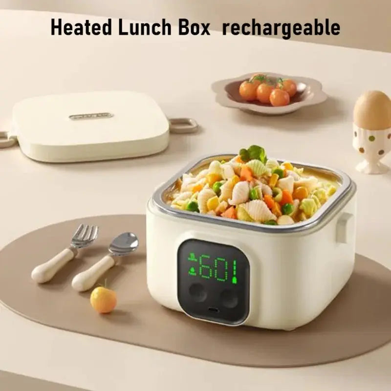 Electric Lunch Box 500ML 304 Stainless Steel Fast Heating Insulated Portable Food Container USB Rechargeable Warmer For Home&Car from PriceLows™