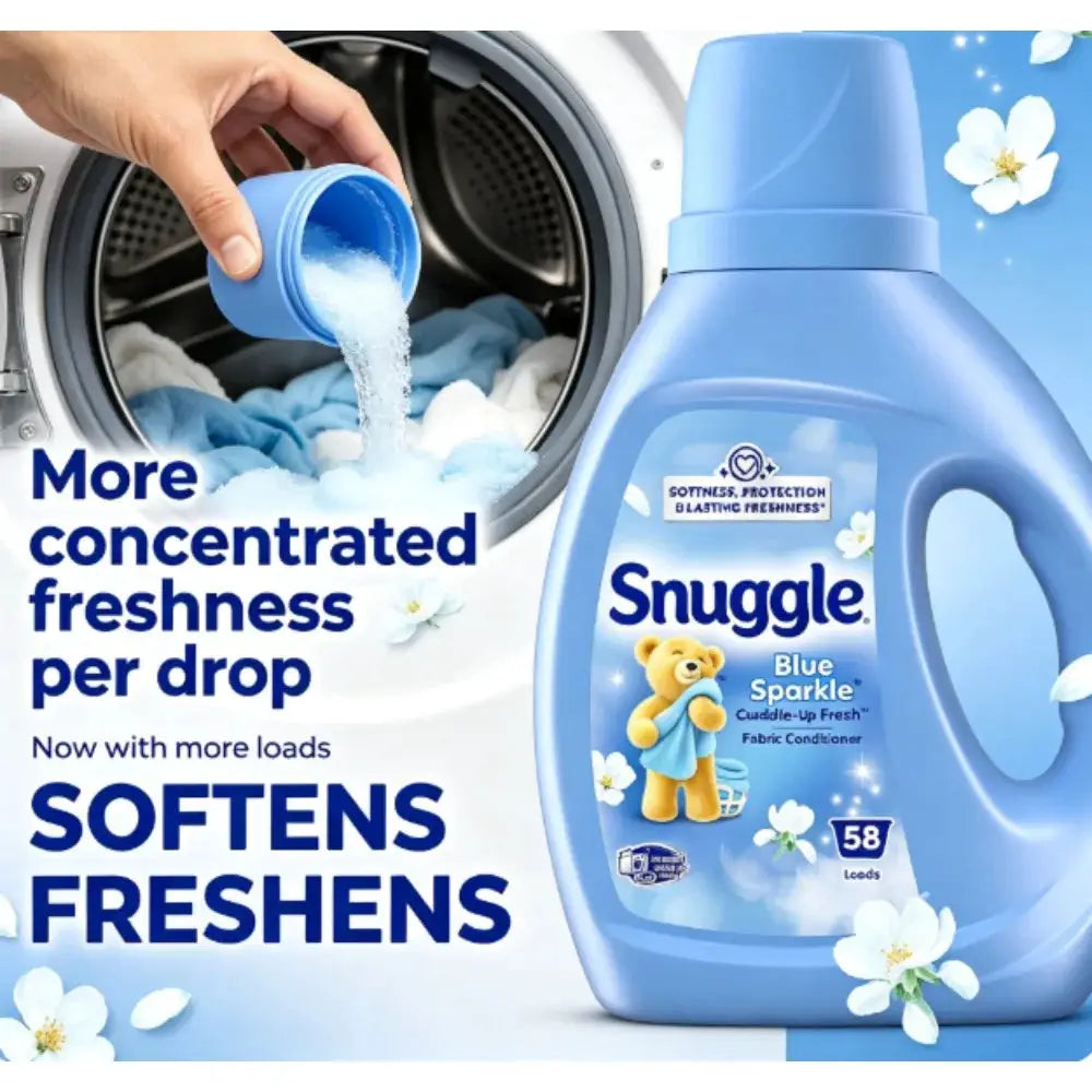 Liquid Fabric Softener | Blue Sparkle Scent | 39.4 Oz | 58 Loads