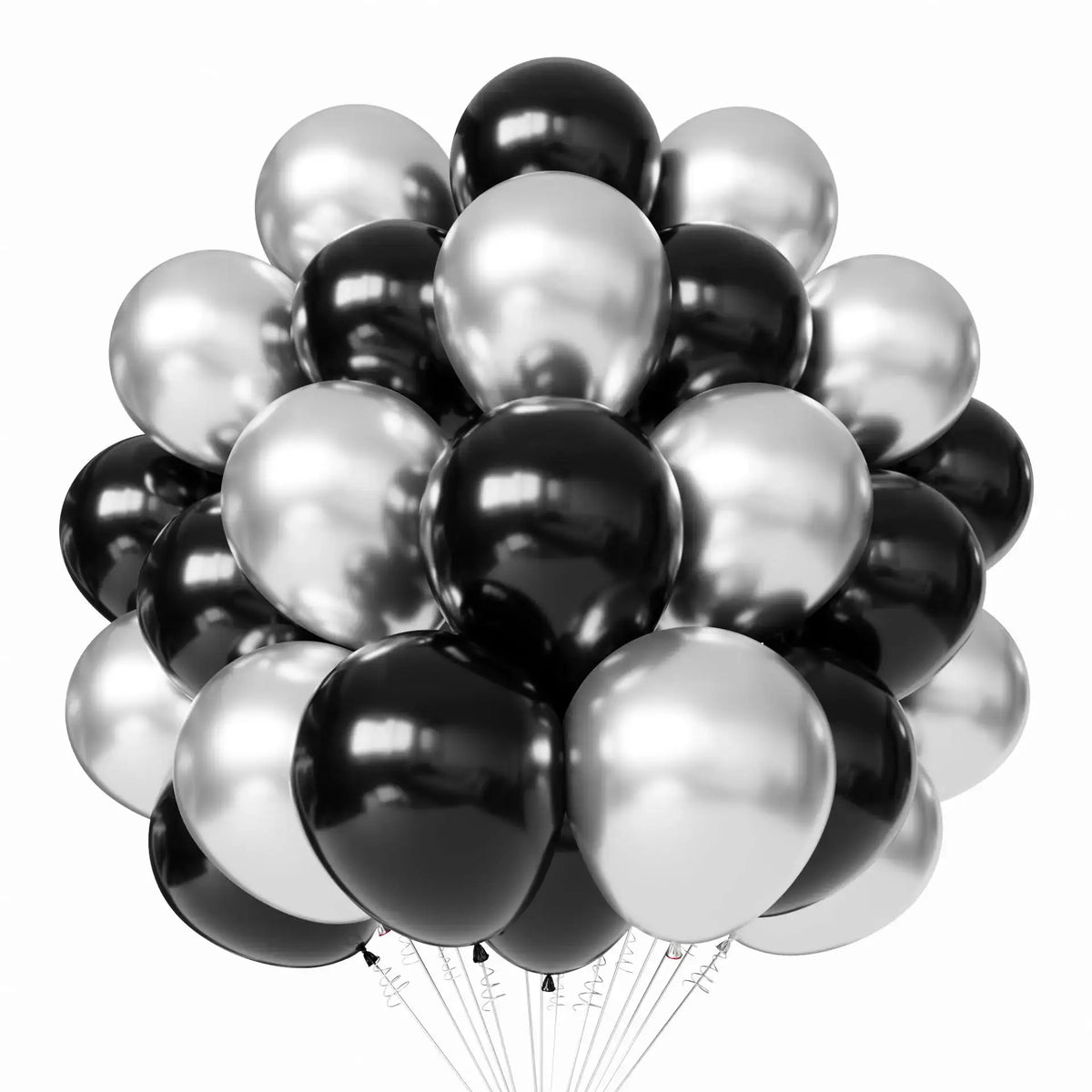 Latex Round Balloons | White And Gold Color | 12 Inch Size | 50 Pack Set