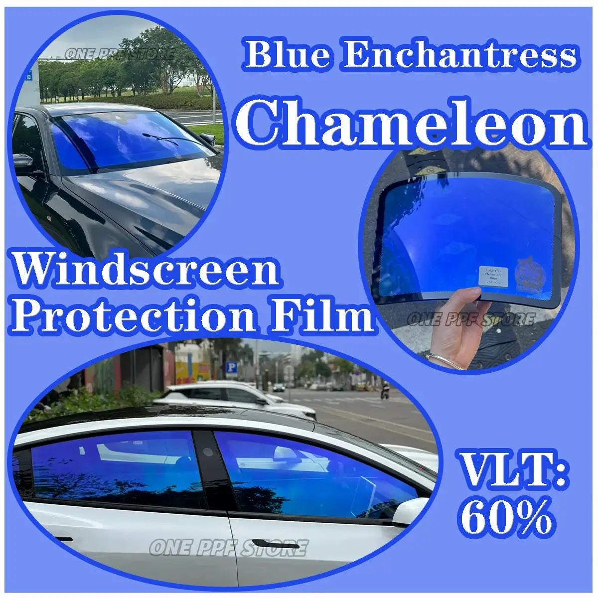 Width50/76/100cm 60% Blue Chameleon Film Car Window Color Chanage Tint Glass Sticker Solar Decorative Protective Foils from PriceLows™