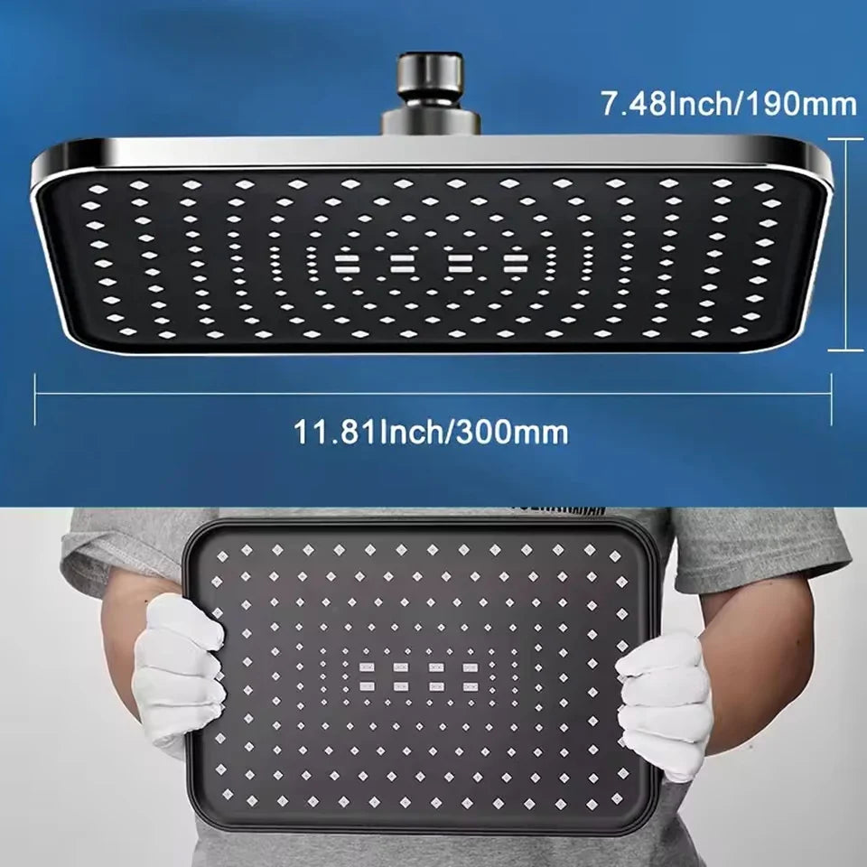 Shower Head | 12 Inch ABS High Pressure Rainfall | 360 Degree Adjustable Nozzle