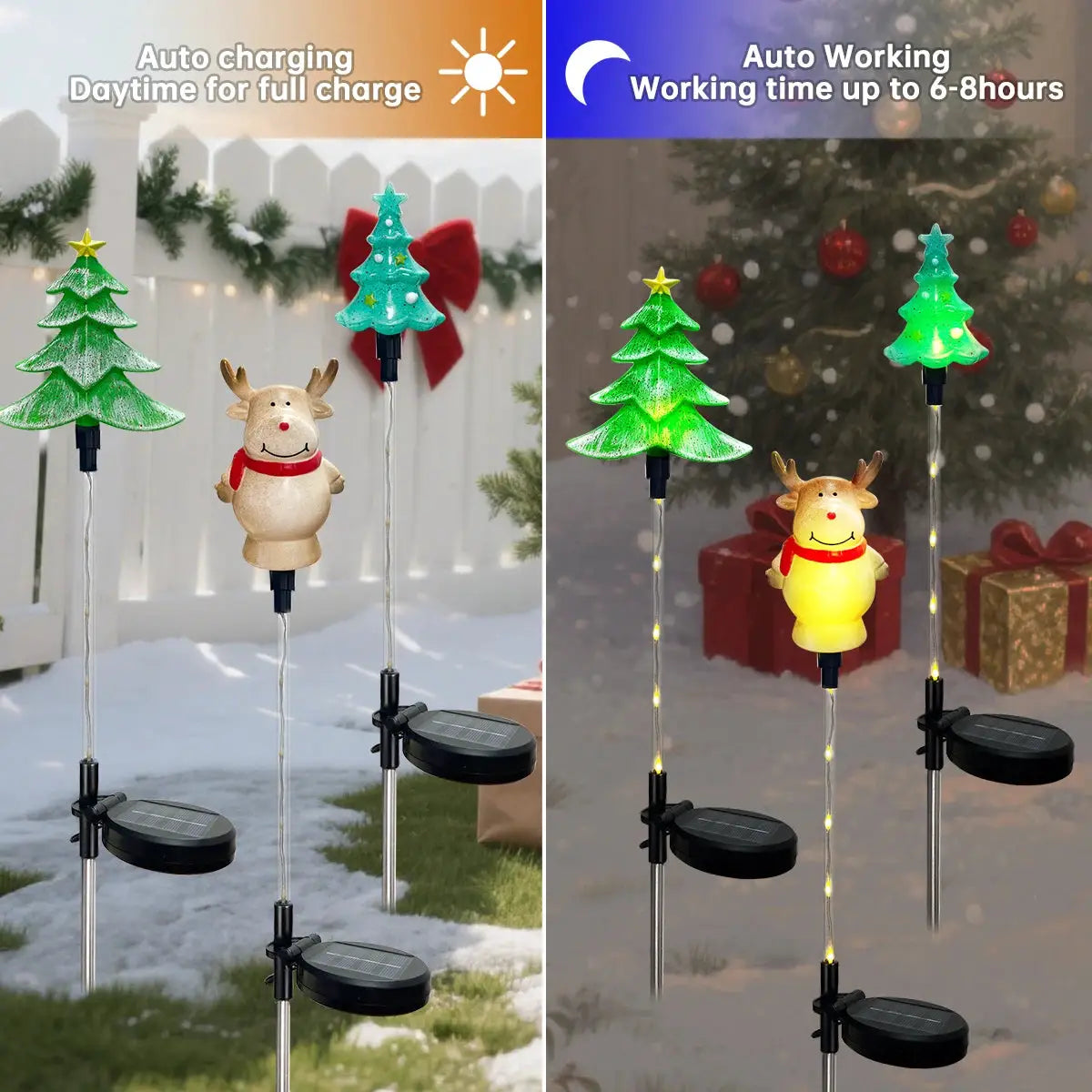 Solar Christmas Garden Stake Lights | 8 Lighting Modes | Holiday Decor