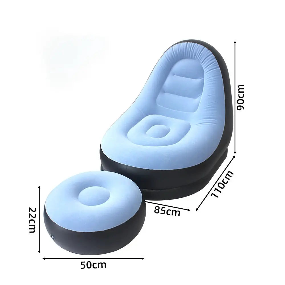 Inflatable Flocking Lazy Sofa Set | Portable Foldable | With Stool | Outdoor