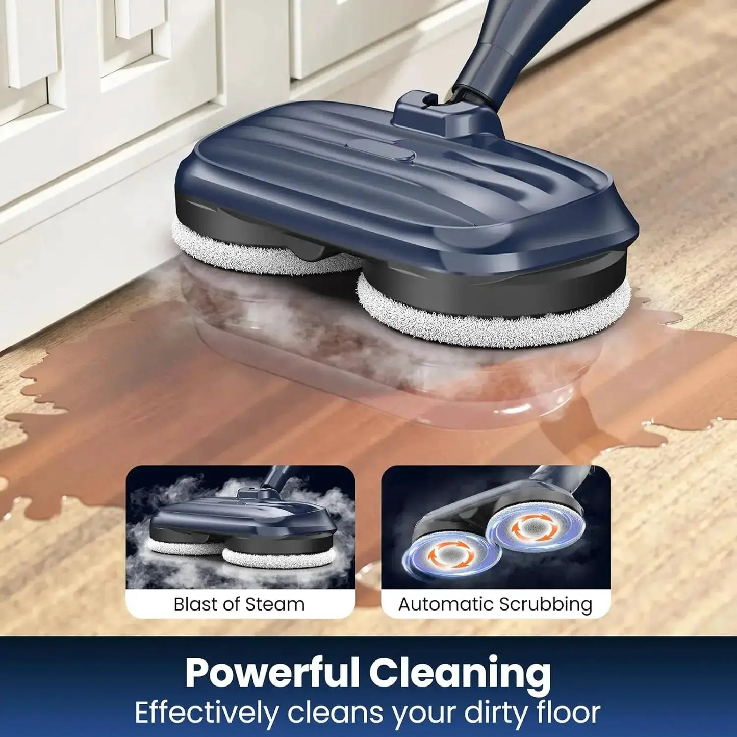 Steam Mop Cleaner with Rotating Mop Pad 10 in 1 Lightweight Spin Mop 1300W Powerful Floor Steamer for Home Hardwood Laminate VM6 from PriceLows™