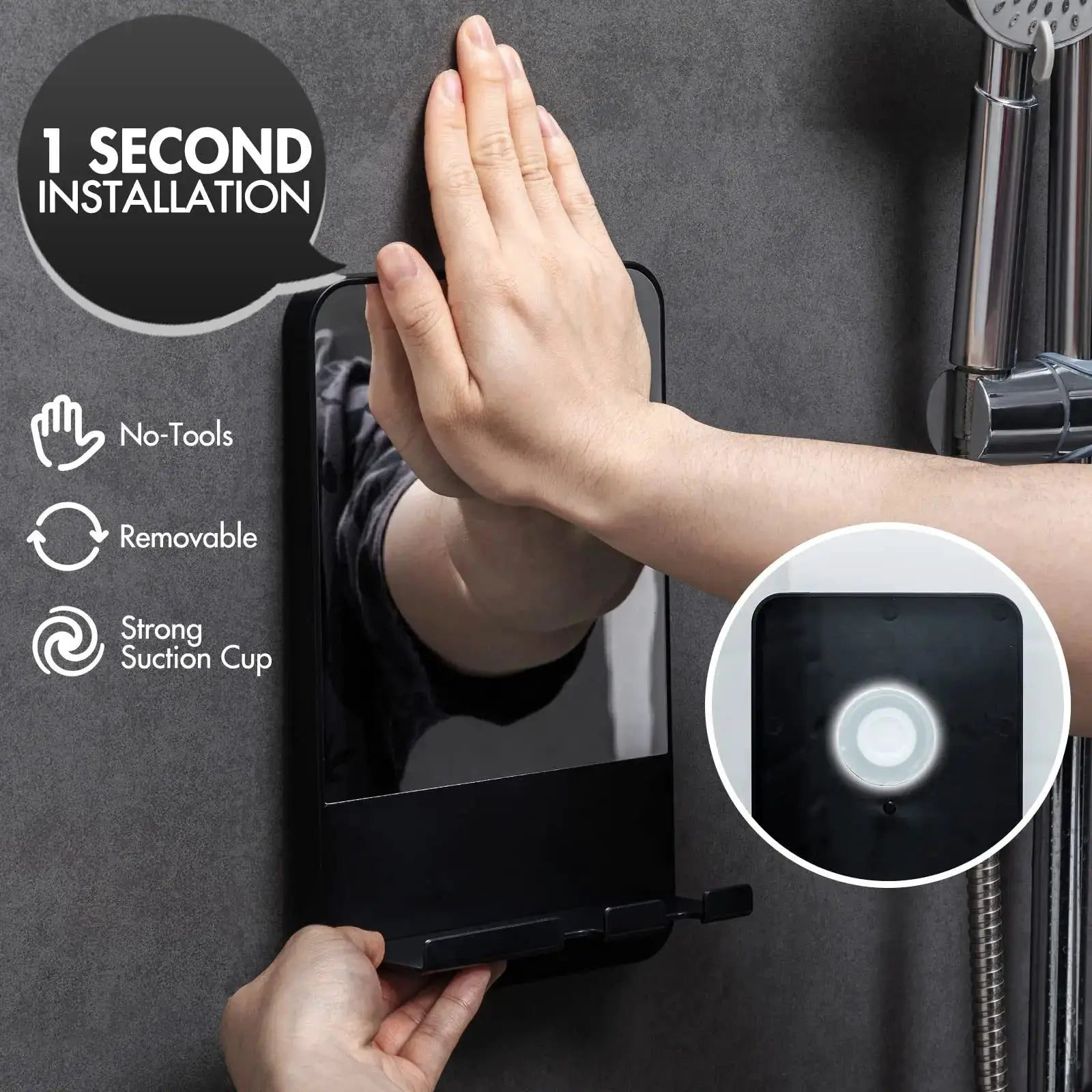 Fogless Shower Mirror | Razor Holder | Suction Mount | One Size from PriceLows™