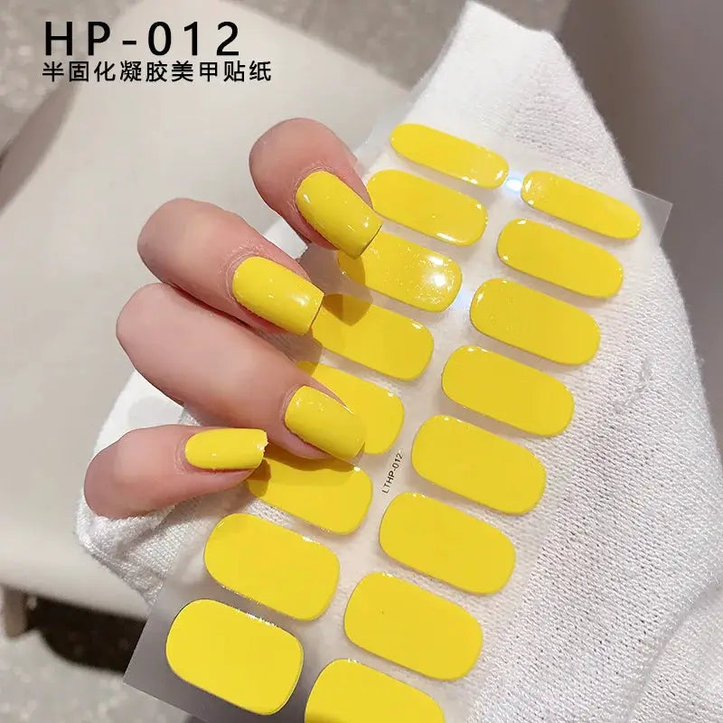 Semi Cured Wraps Fast Gel Nail Sticker Soild Nail Gel Wraps Adhesive Full Cover Gel Nail Decal UV Lamp Cured Manicure Decoration from PriceLows™