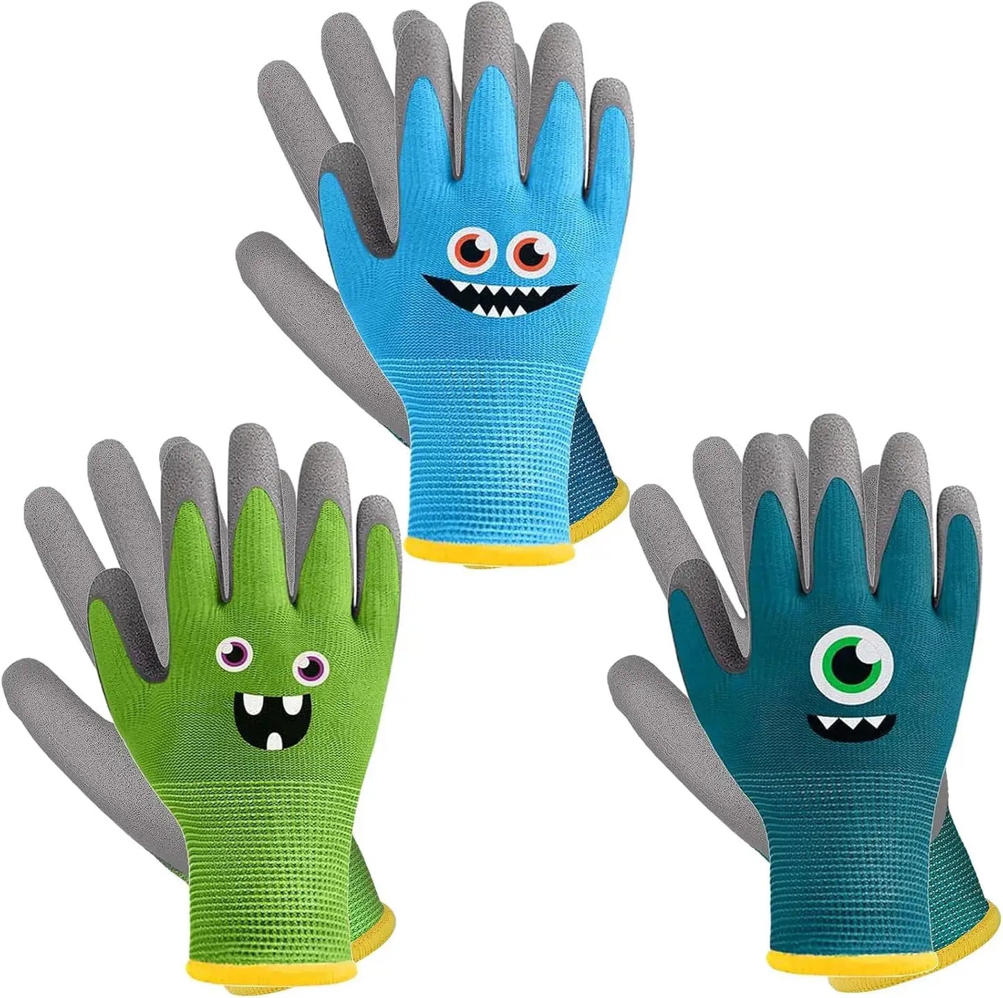 3 Pairs Kids Gardening Gloves, Soft Rubber Coated Yard Work Gloves for Toddlers Girls Boys from PriceLows™