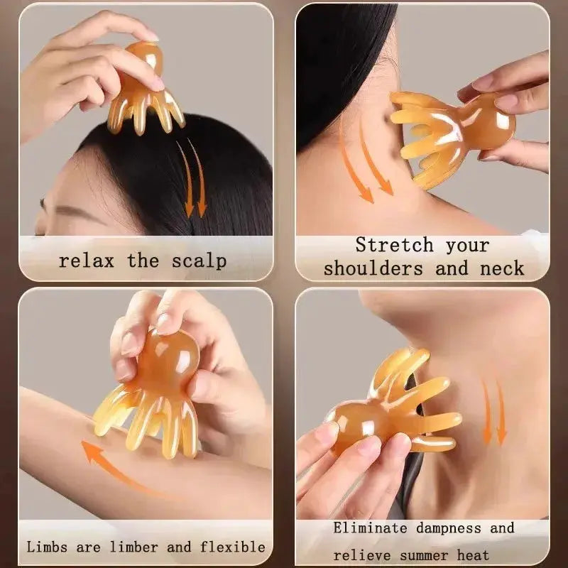 Resin Octopus Massage Comb | Meridian Scraping | Acupuncture Tool