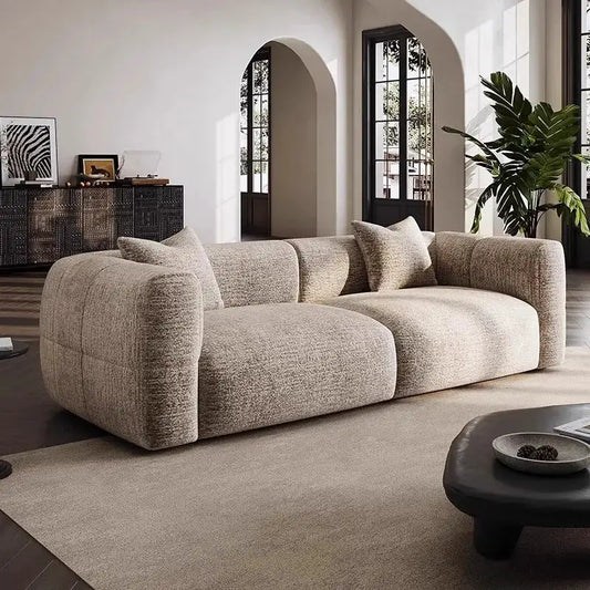 Mid-Century Sofa | White Fabric | Retro Cream Style | Small Living Room from PriceLows™