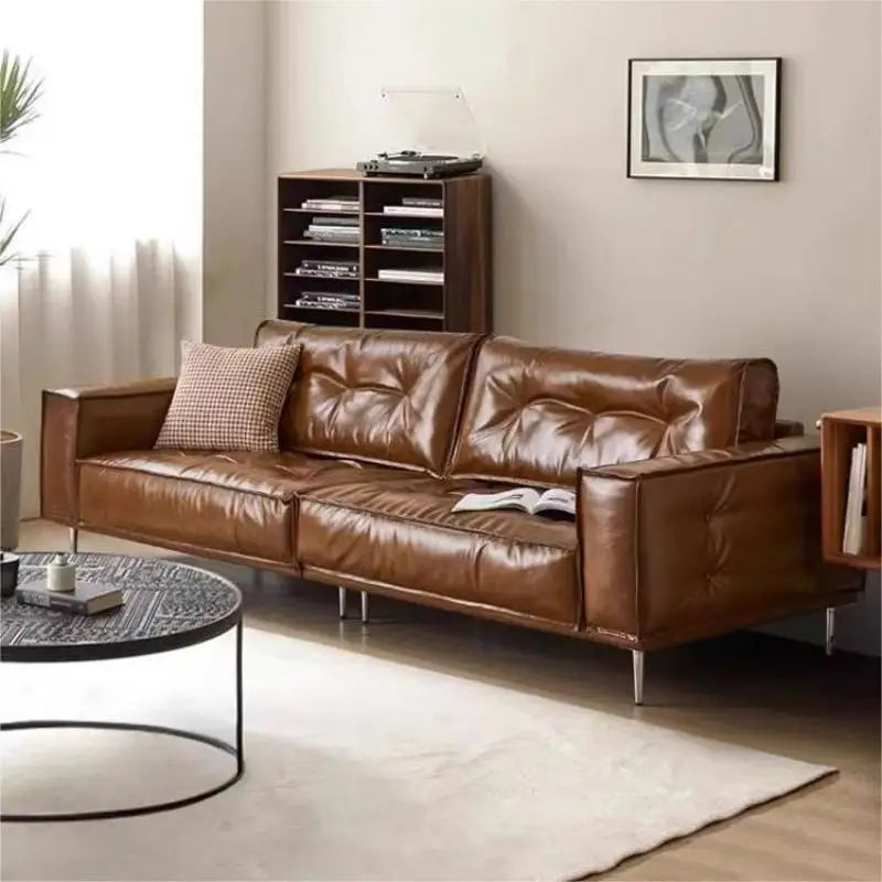Leather Sofa | Oil Wax Finish | Top Grain Cowhide | Small Living Room