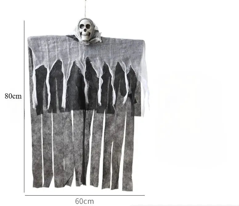 Hanging Ghost Prop | Glowing Skull Shape | Nonwoven Fabric | Standard Size