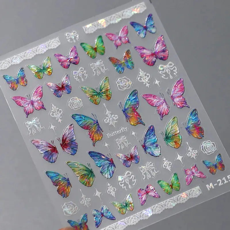 1Pcs 5D Embossed Aurora Butterfly Nail Art Stickers Self Adhesive Decals For Nails Decoration DIY 3D Acrylic Nail Supplies Parts from PriceLows™