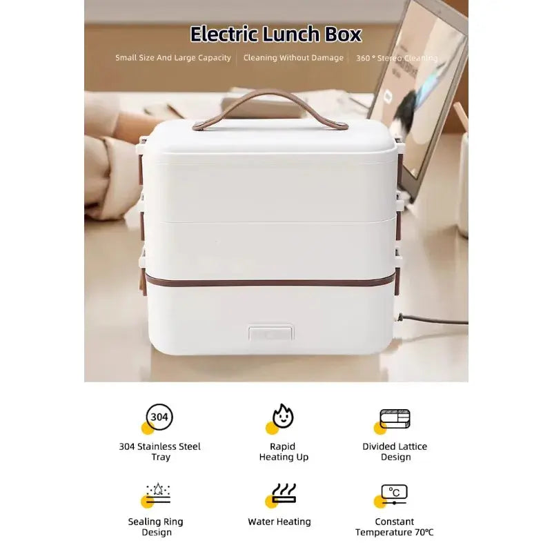 Portable Electric Heating Lunch Box Stainless Steel Food Warmer Electric Lunch Box for Home and Office from PriceLows™