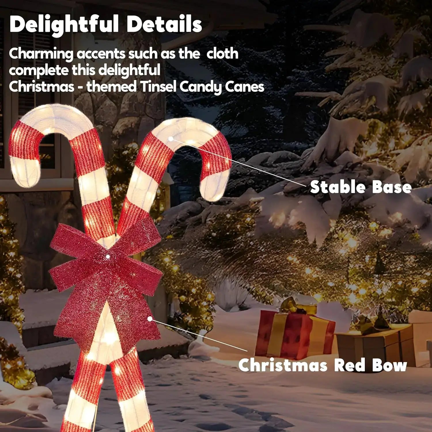 JOYFY Lighted Candy Cane Christmas Decorations 50 Pre-Lit LED Warm White Candy Canes Lights for Christmas Yard Decor Ornaments from PriceLows™