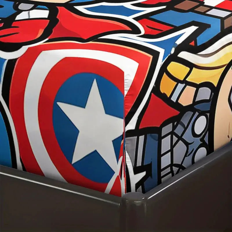 Cute Chibi Marvel Heroes Fitted Sheet Set Bed Sheet Set Bedding Set No Fillers for Teens Bedroom Living Room Decor from PriceLows™