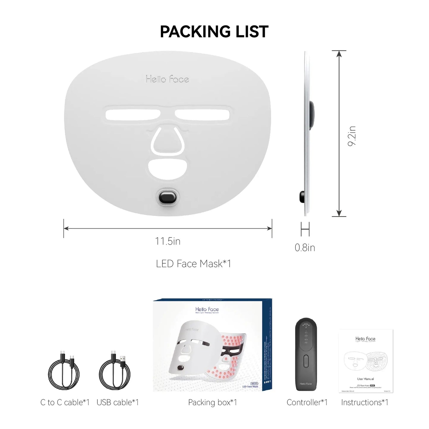 Hello Face 510K Wireless Near-Infrared and Red Light Therapy Facial Mask For Powerful Anti-ageing Professional Ultra-light Mask from PriceLows™