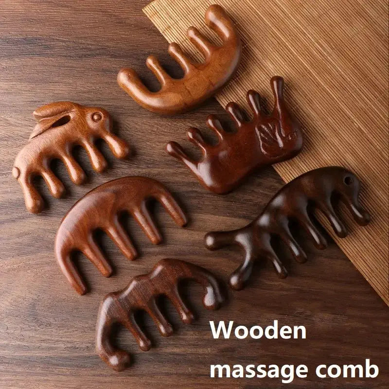 Wooden Massage Comb | Scalp Oil Massager | Compact Size
