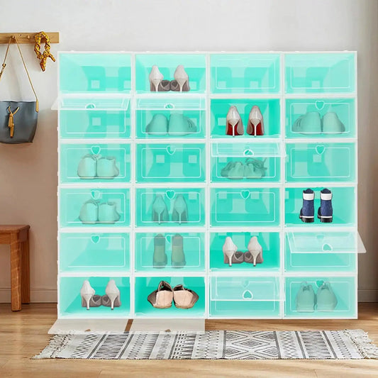 24 Pack Shoe Storage Box,Stackable Shoe Organizer for Closet,Space-Saving Plastic Shoe Box, Durable Shoe Rack for Boots from PriceLows™
