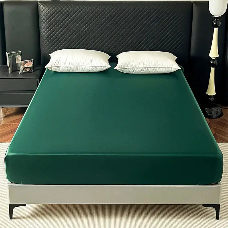 Satin Elastic Fitted Sheet Solid Mattress Cover 360 Band Bed Sheet for Single Double Couple King Queen Full Twin Bedsheet from PriceLows™