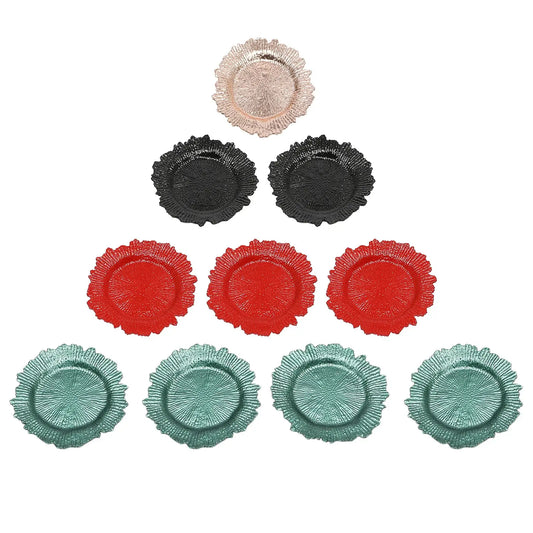 24-Piece 12.6 Inch Charger Plates Set Round Plastic Reef Dinner Plates for Wedding Party Decoration 4 Colors from PriceLows™