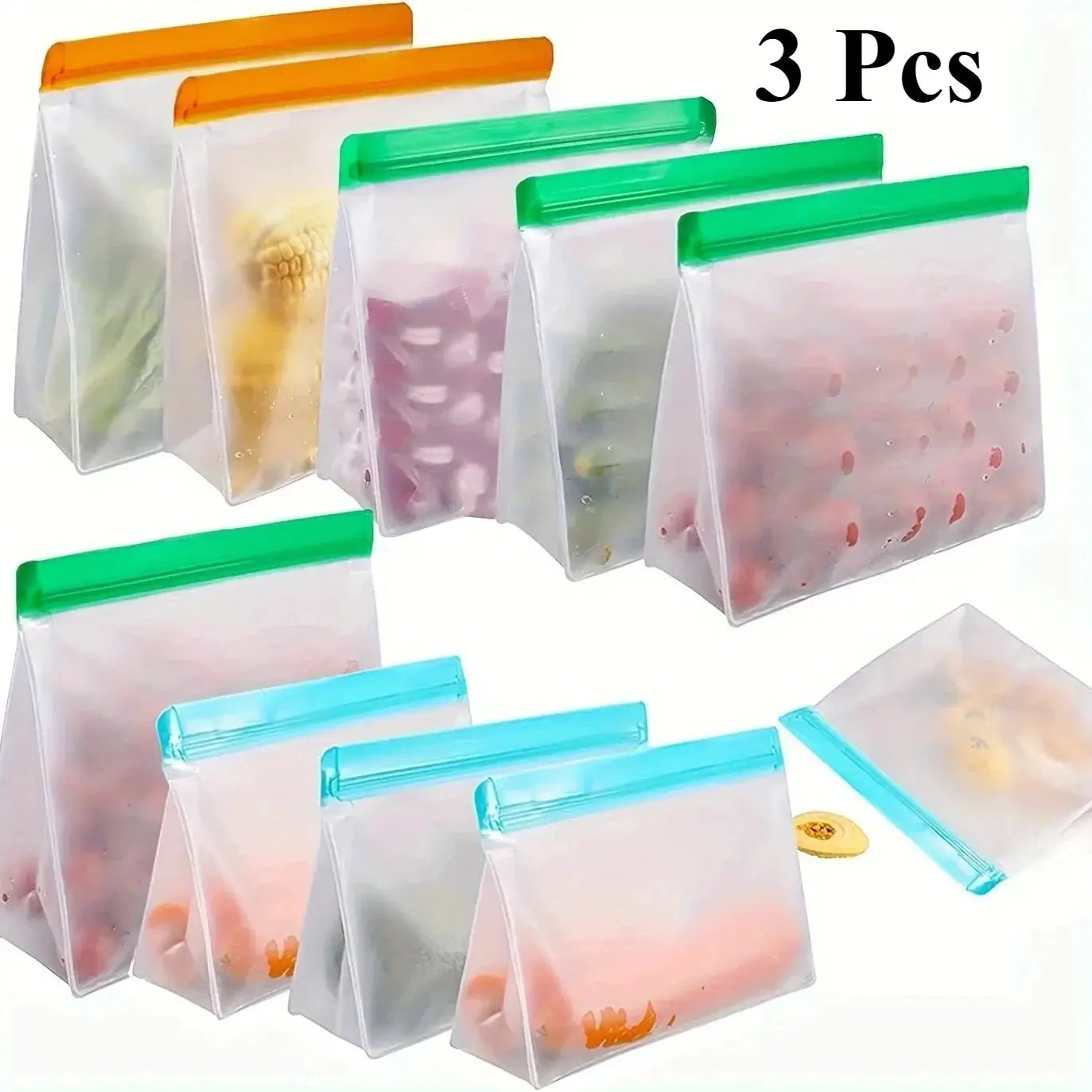 Reusable Silicone Food Pouches | Leakproof | Freezer Safe | 3 Pack