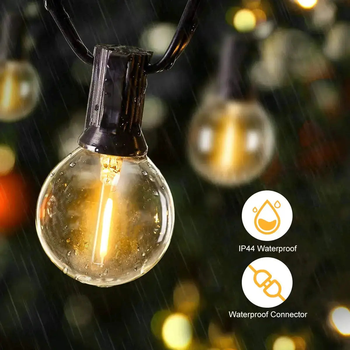 25FT 50FT G40 Fairy String Lights Outdoor Clear Glass Bulbs E12 Socket EU Plug Dimmable Waterproof Patio Decorative Lights Chain from PriceLows™