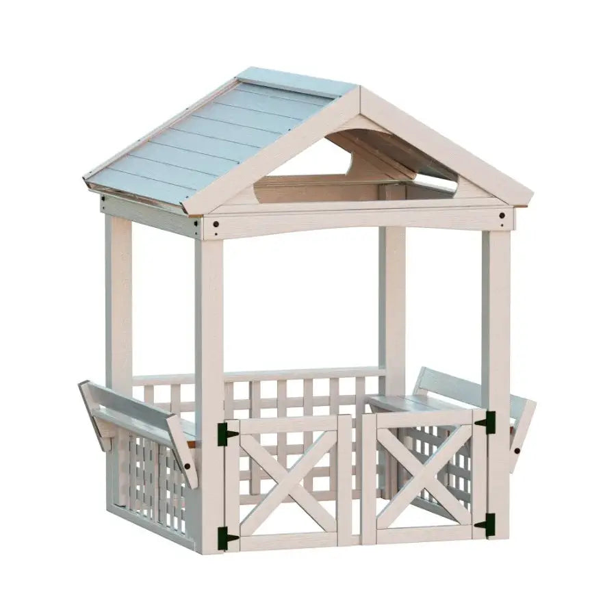Outdoor Playhouse for Wooden Playhouse with Bench and Door Brown Durable Natural Wood Design for Backyard Fun from PriceLows™