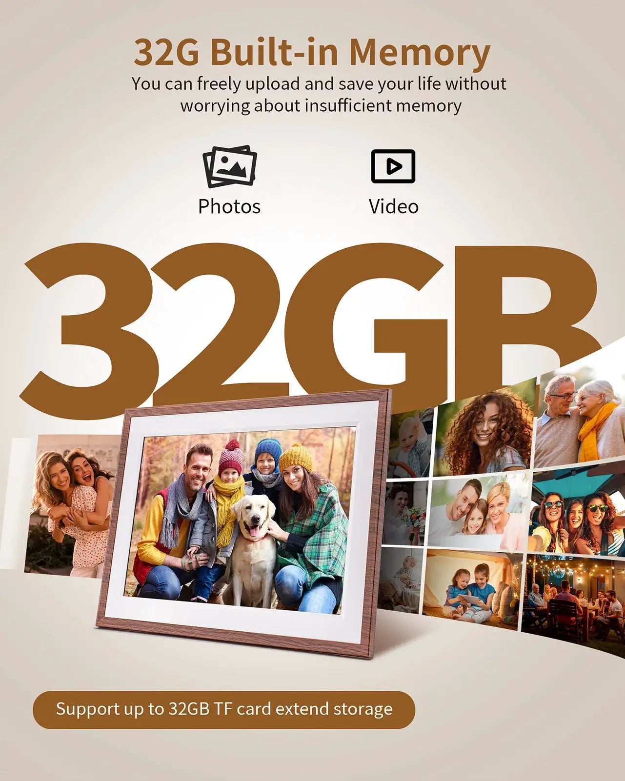 Digital Picture Frame | 10.1 Inch Display | 1280x800 IPS HD | 32GB WiFi Storage