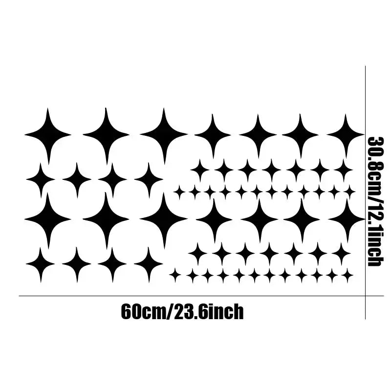 60pcs Large Car Sticker Full Of Stars, Star Set, Continuous Bead Star, Four Corner Star, Quadrilateral Star Vinyl Creative from PriceLows™