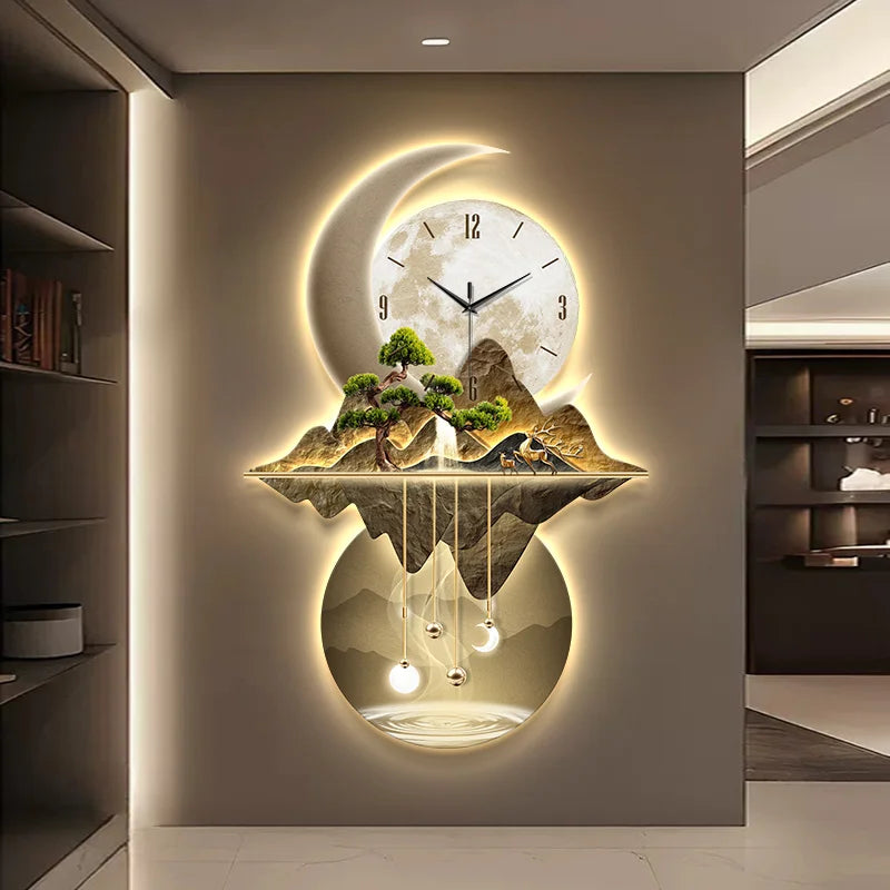 Aesthetic Minimalist Living Room LED Wall Clock Luxury Restaurant Digital Clock Corridor Wall Lamp Mute Hang Clock Home Decor from PriceLows™