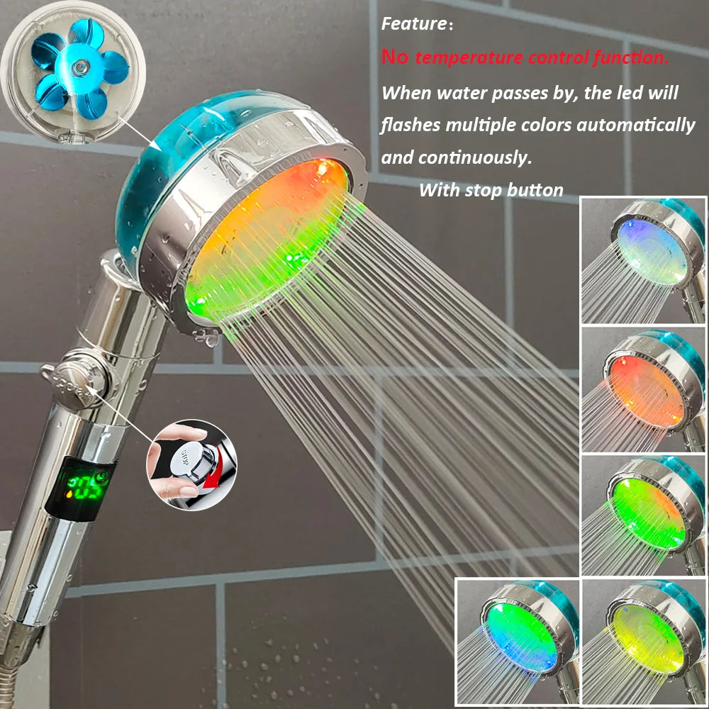 Handheld Shower Head | High Pressure | Digital Temperature Display | Black