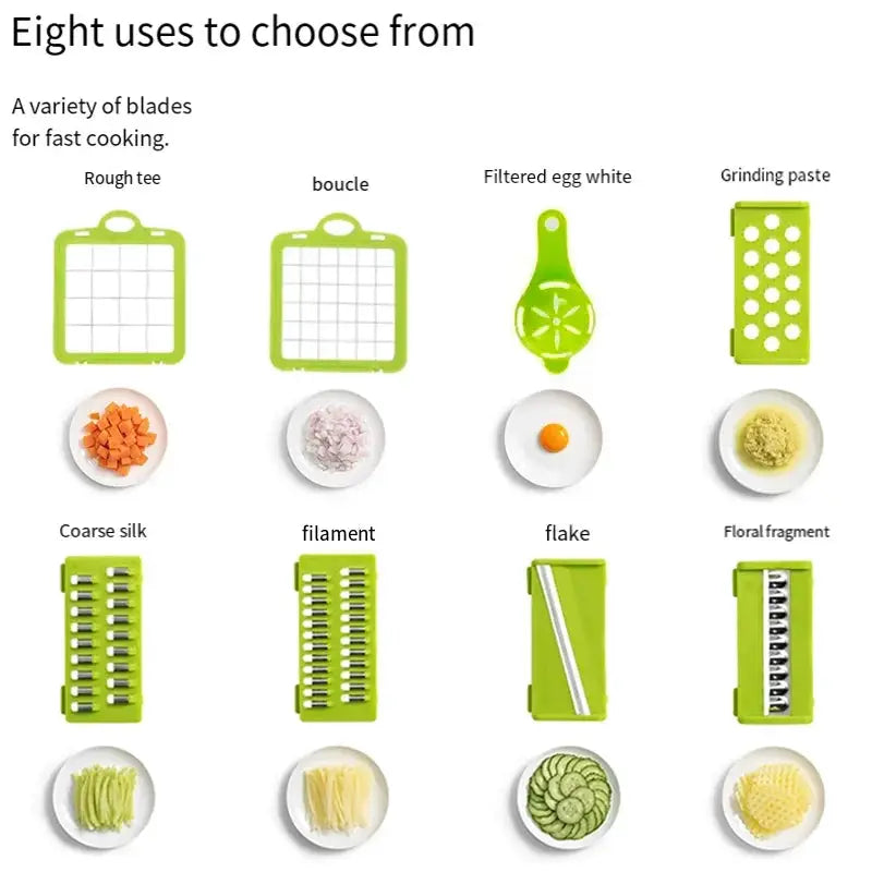 Vegetable Cutter Set | Stainless Steel Blades | Manual Food Slicer Grater